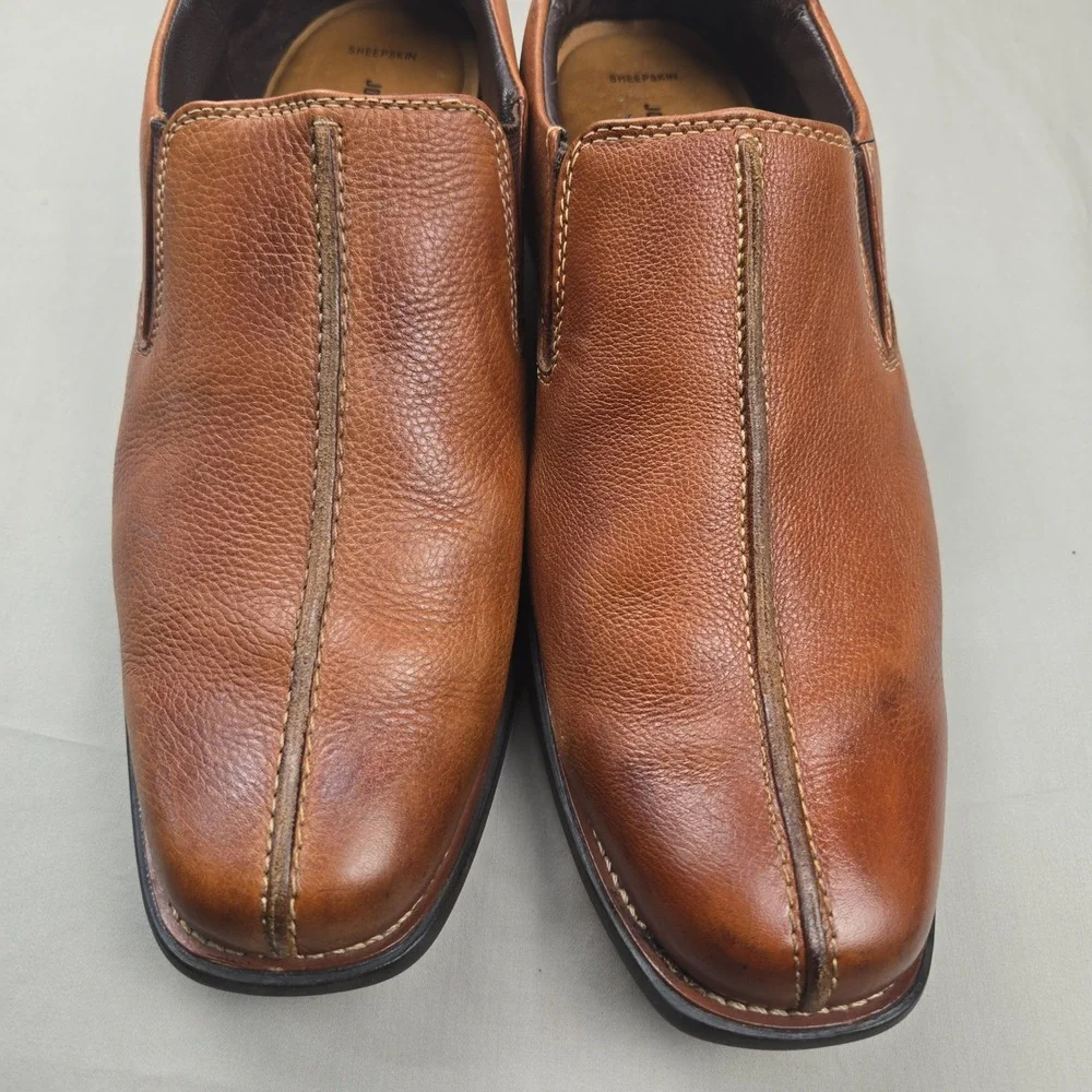 Johnston & Murphy Mens Brown Leather Slip‎ On Loafers 20-5910 Size 10.5 M Brazil